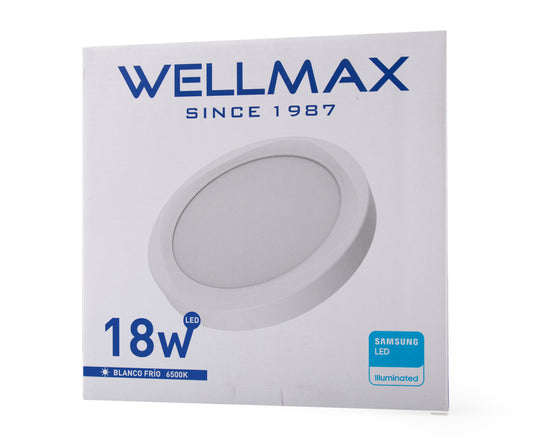 Plafon Sobrepuesto redondo18 Watts Luz Fría garantia 1 año WELLMAX